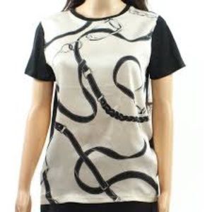 Lauren Ralph Lauren Black and White Print Top